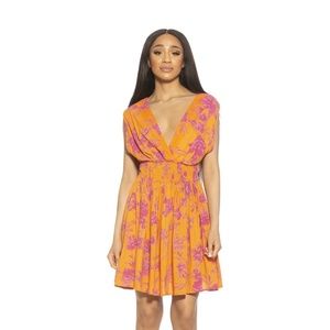 NWT ALEXIA ADMOR orange floral dress fit and flare Medium